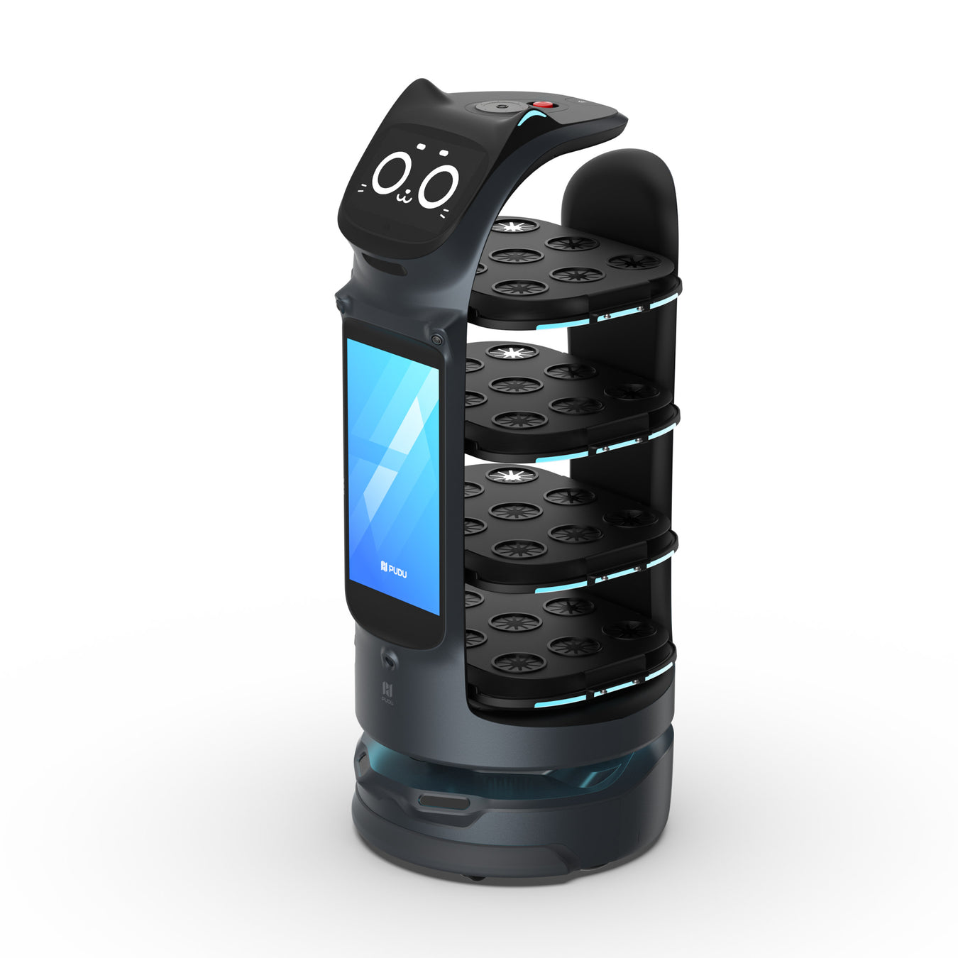 PUDU BellaBot Pro delivery robot with drink holder for secure beverage transport