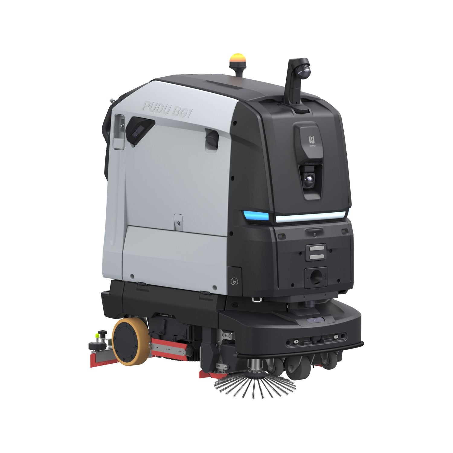PUDU BG1 Pro commercial scrubber dryer robot front right view on white background