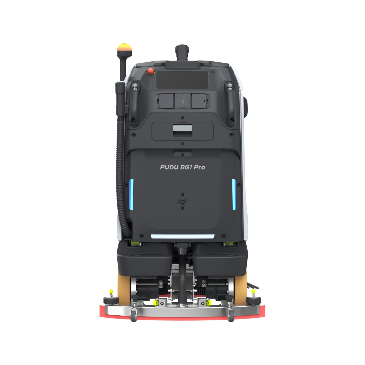PUDU BG1 Pro commercial scrubber dryer robot rear view on white background