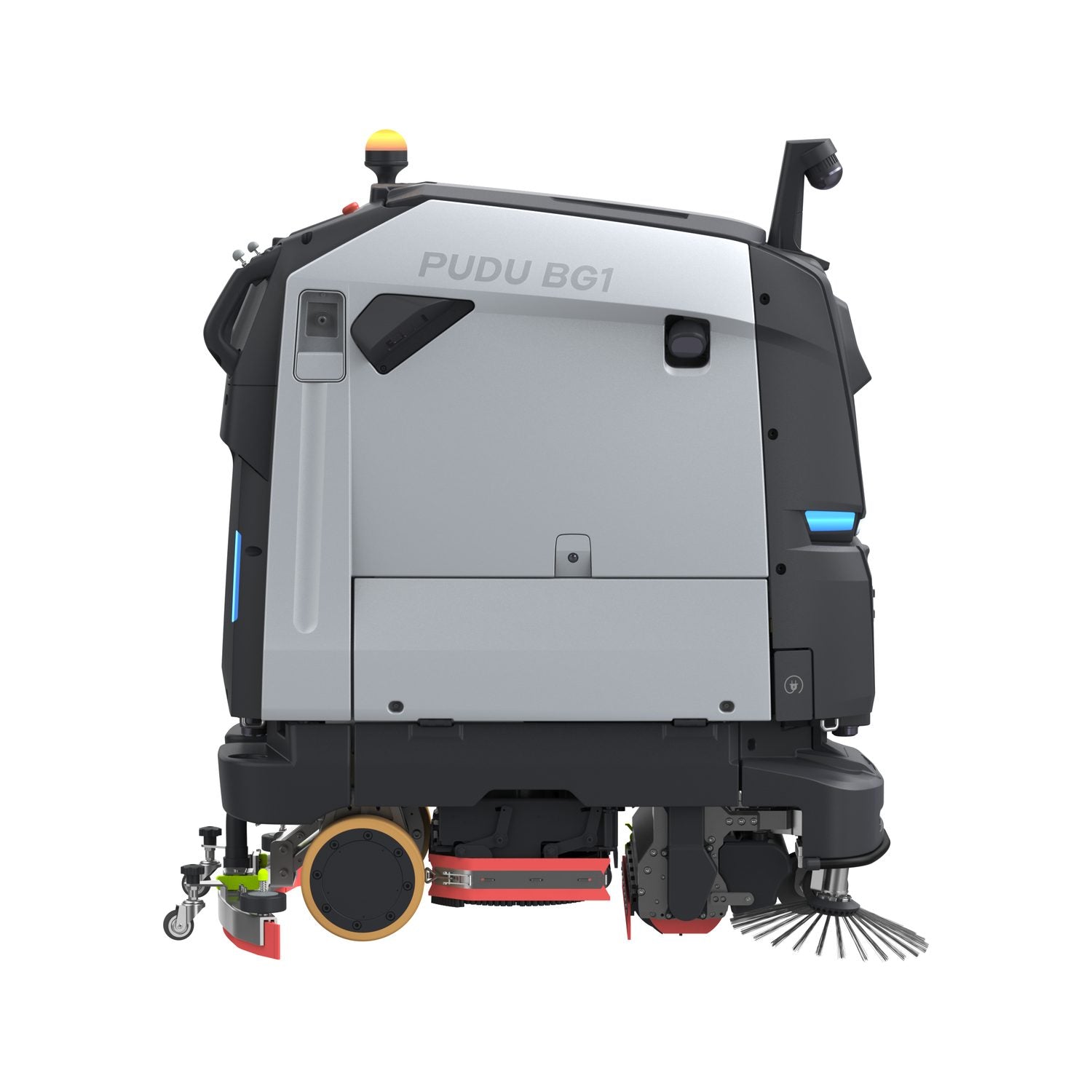 PUDU BG1 Pro commercial scrubber dryer robot side profile on white background