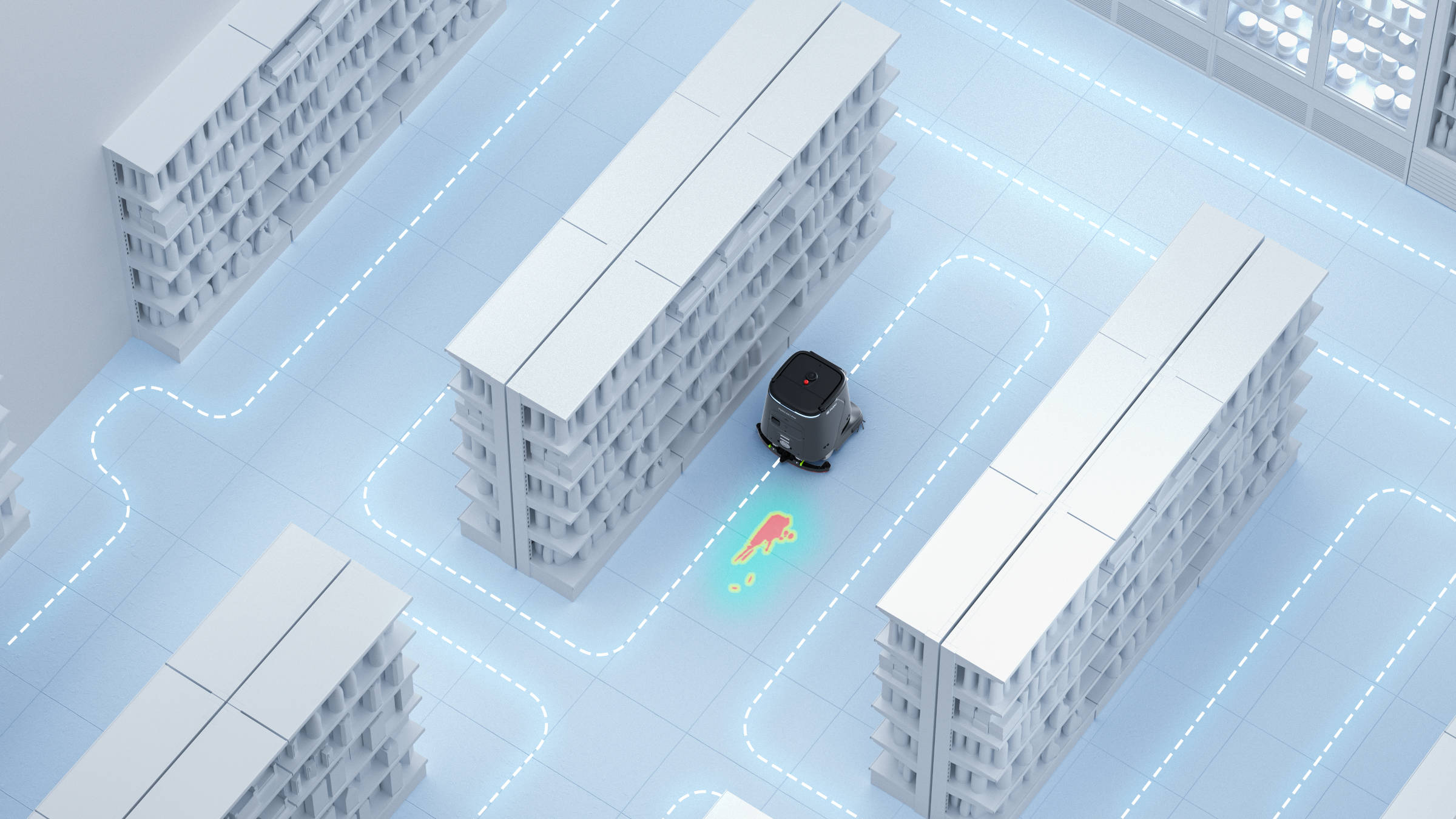 PUDU CC1 Pro AI powered cleaning robot in action