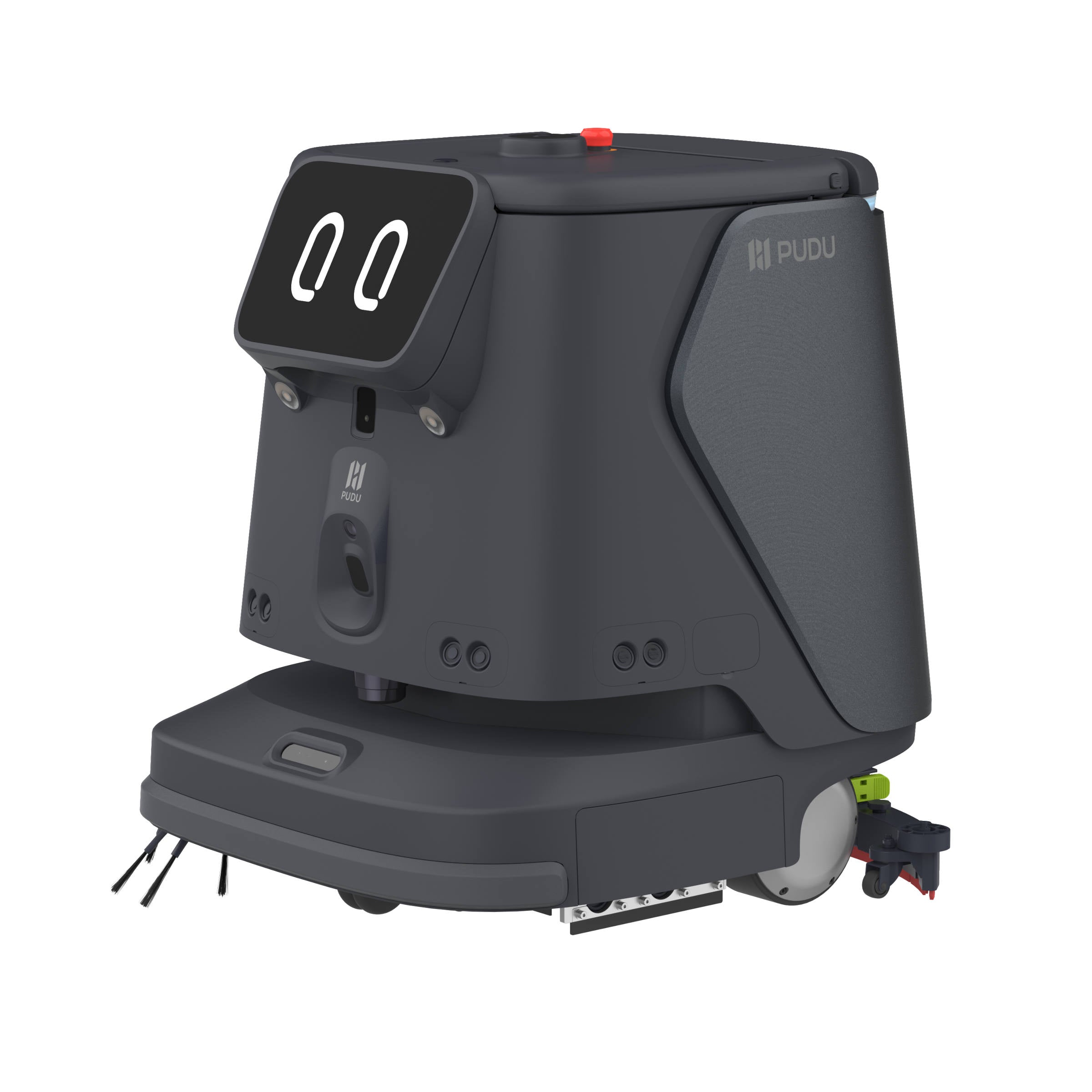 PUDU CC1 Pro AI powered autonomous cleaning robot front left angle grey version