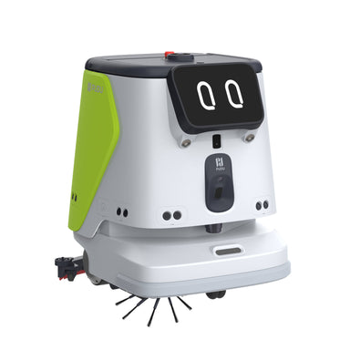 PUDU CC1 Pro robotic cleaning robot front right angle lime green version