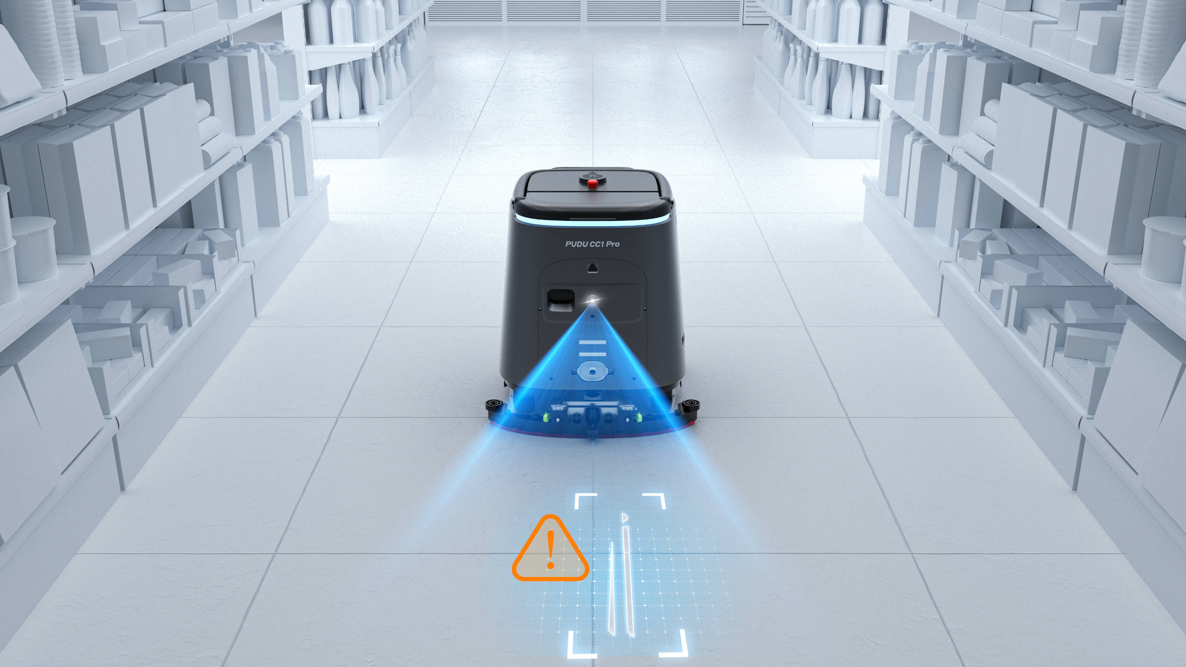 PUDU CC1 Pro AI powered cleaning robot rear detection