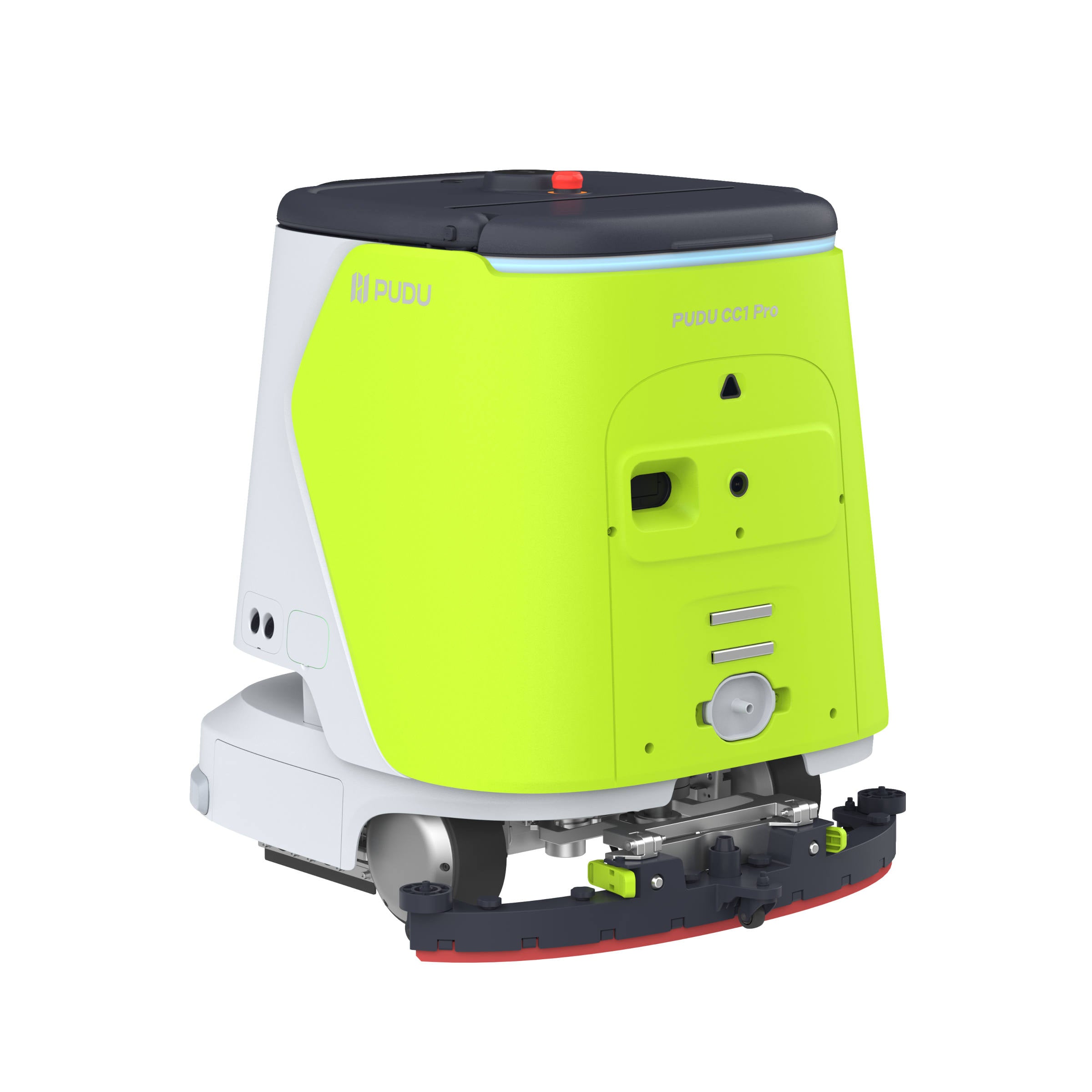 PUDU CC1 Pro autonomous cleaning robot rear view lime green version alternate angle