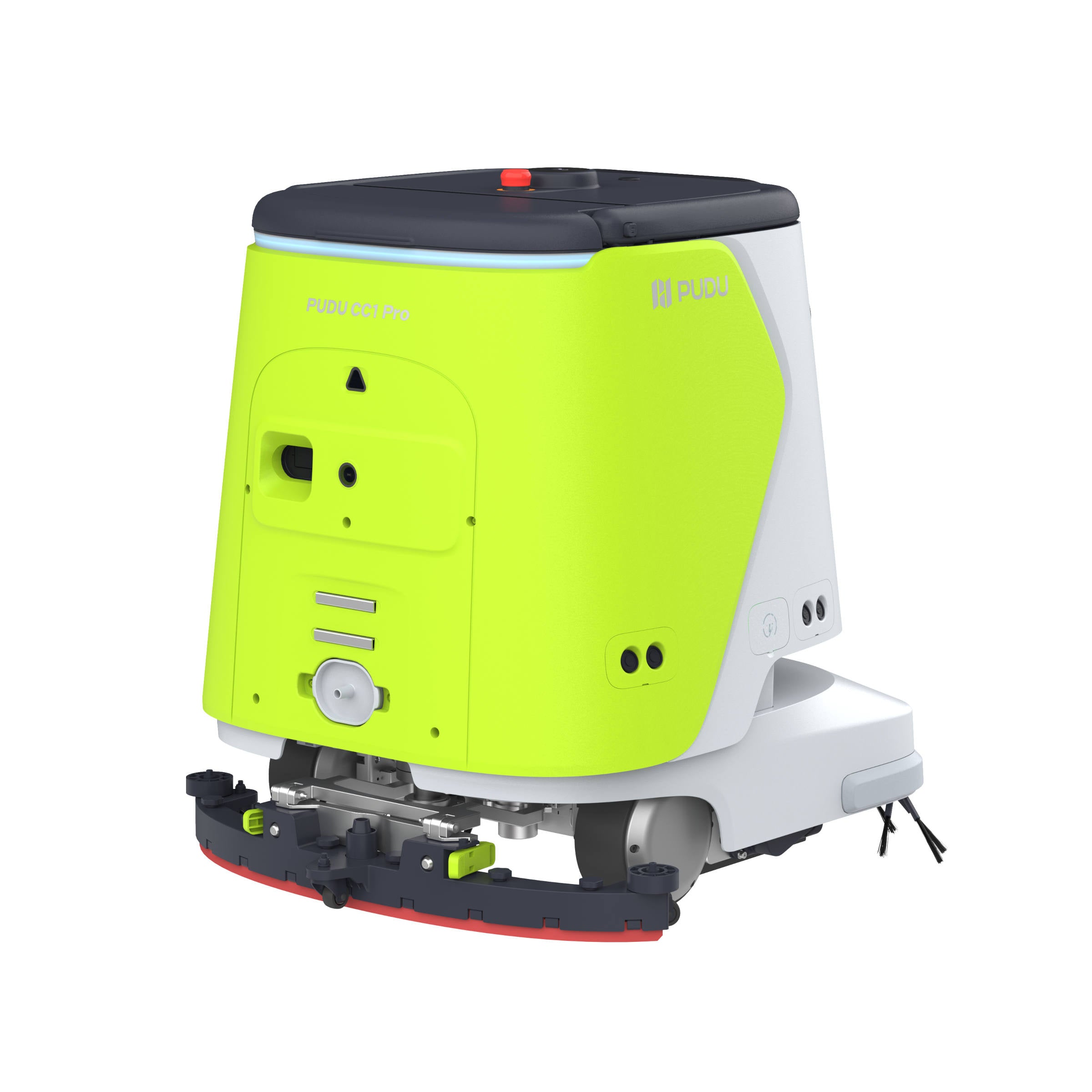 PUDU CC1 Pro autonomous cleaning robot rear view lime green version alternate angle