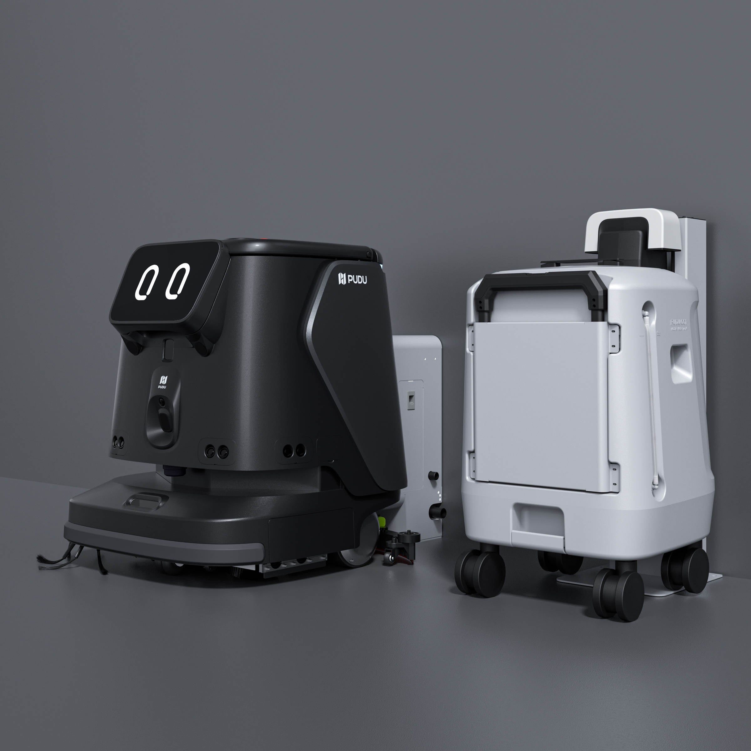 PUDU CC1 Pro AI powered cleaning robot workstation and waterstation