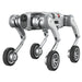 PUDU D5 wheeled robot dog in action pose, highlighting the hybrid mobility system.