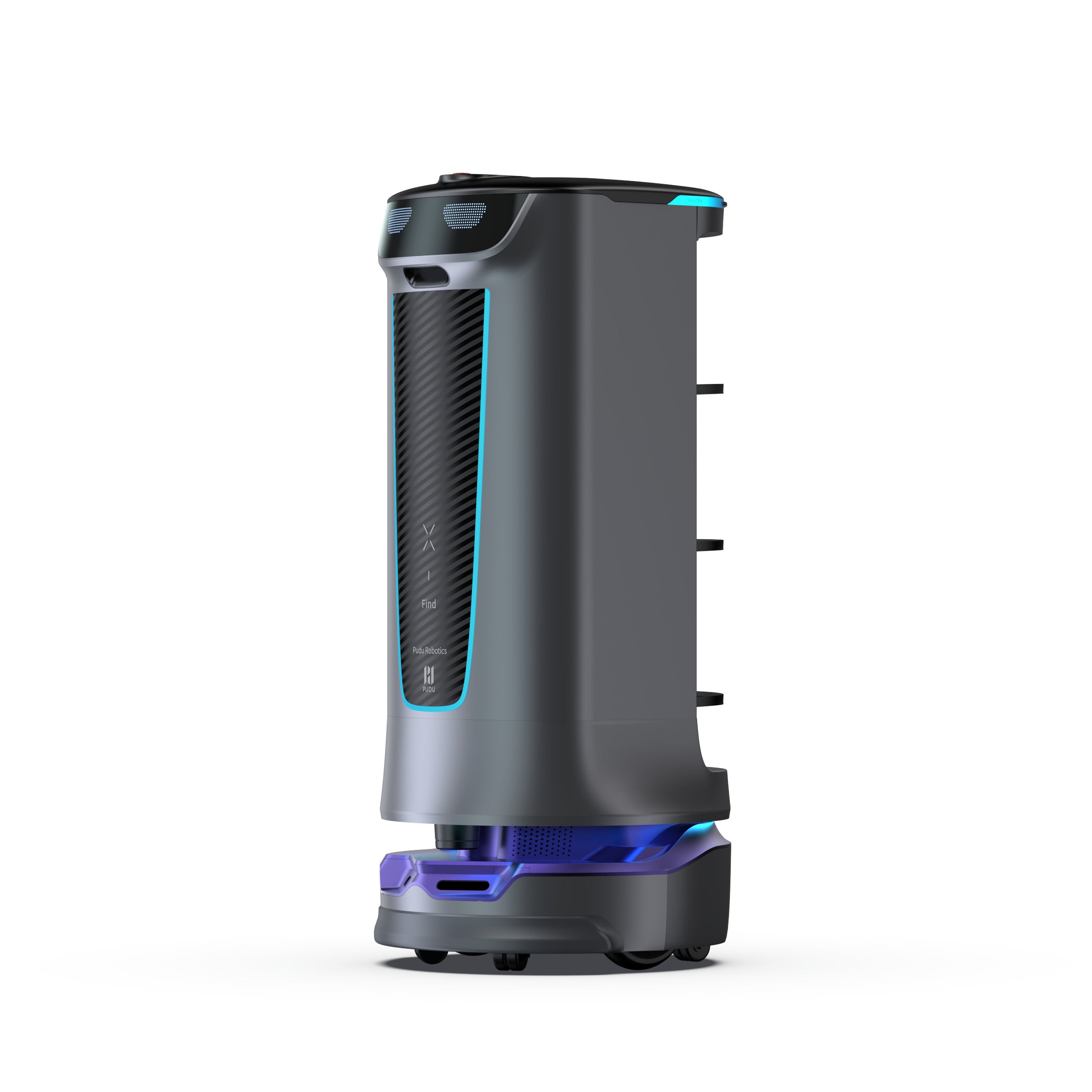 PUDU HolaBot delivery robot alternate left side view with adjustable trays