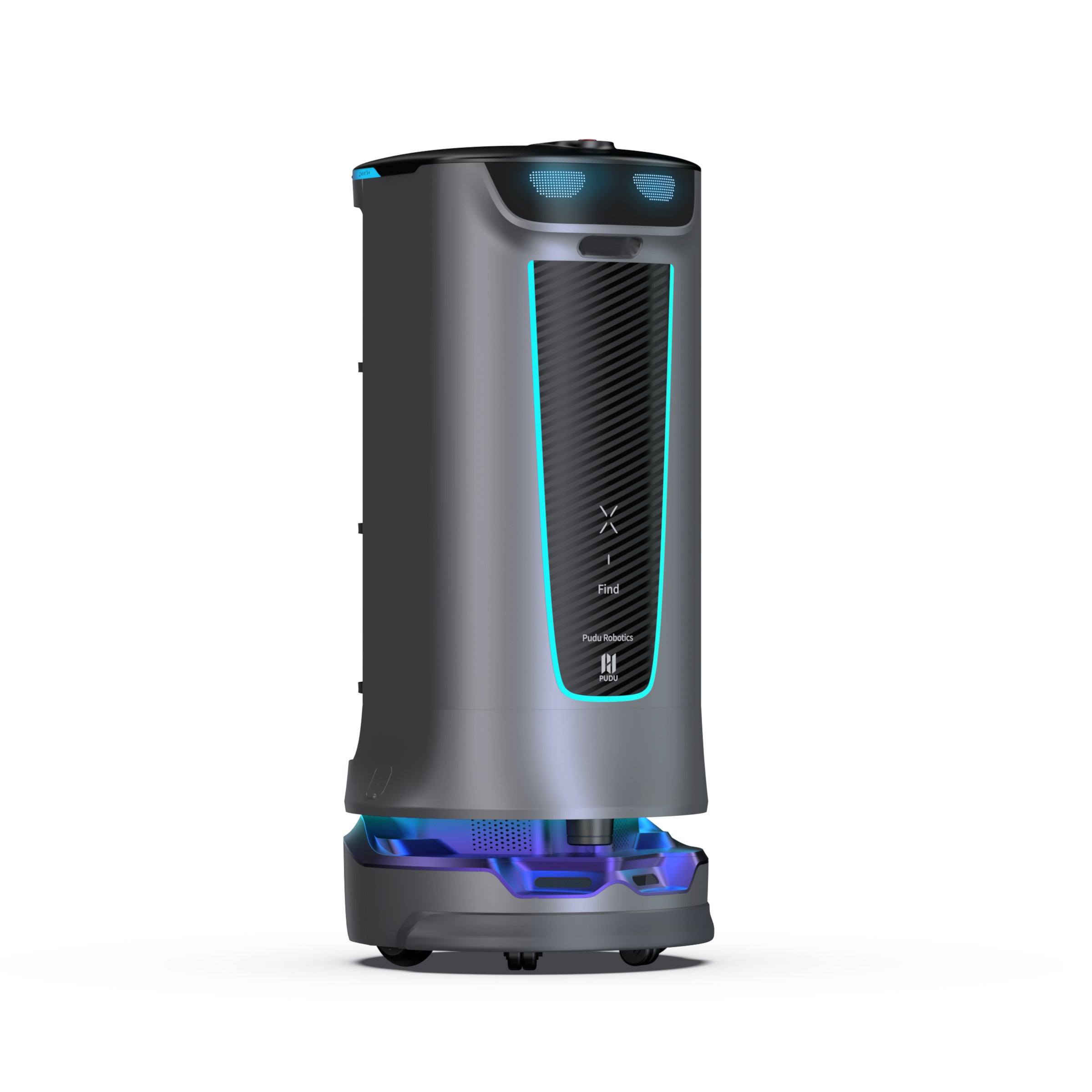 PUDU HolaBot high-capacity delivery robot right side angle showing waterproof cabin