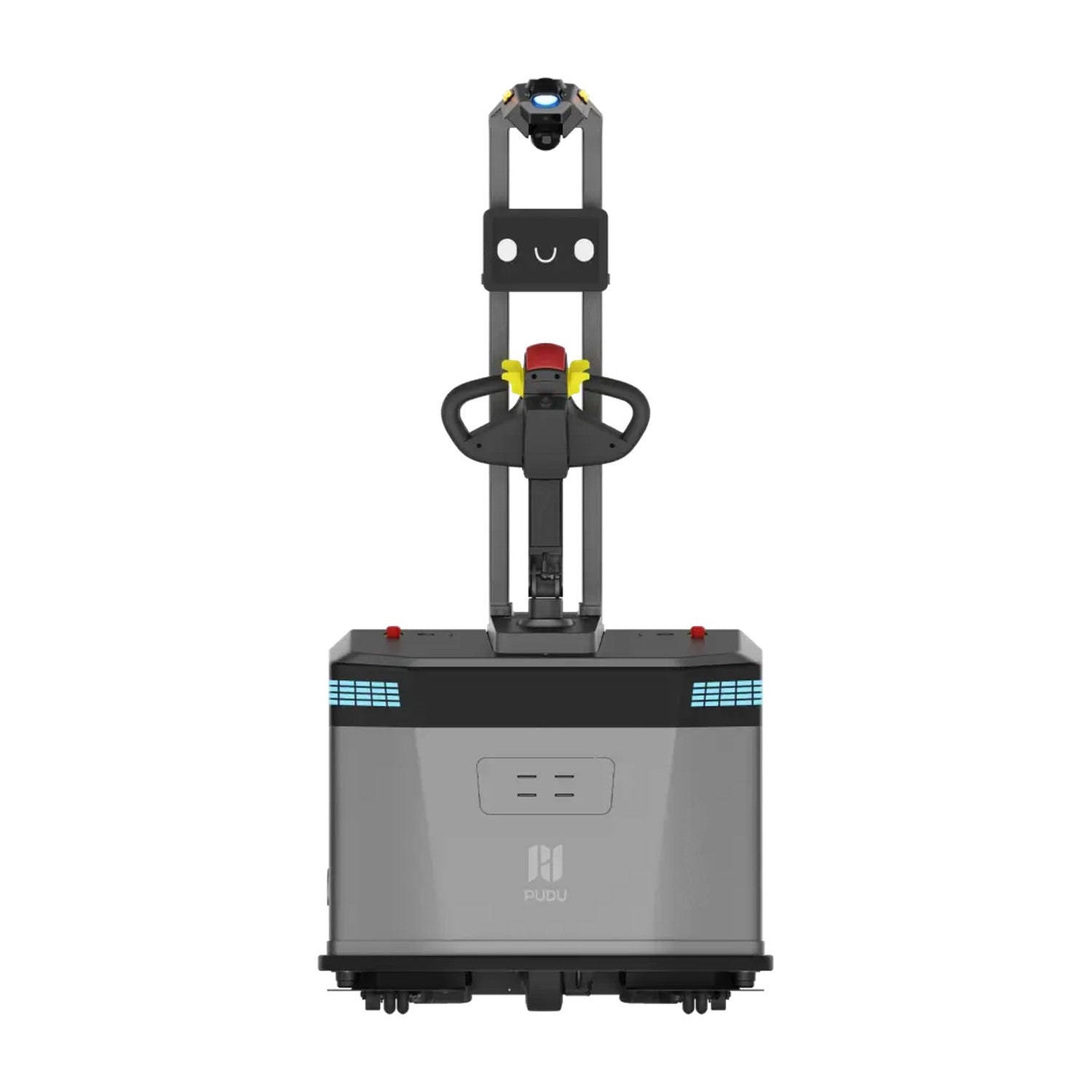 PUDU MP2000 autonomous pallet handling robot front view on a white background