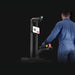 Operator driving the PUDU MP2000 autonomous pallet handling robot in manual mode