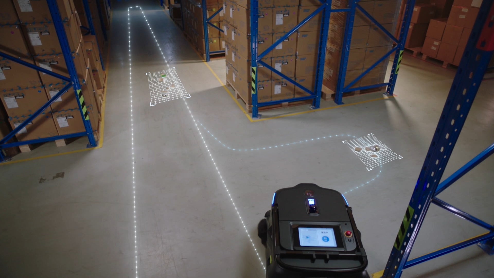PUDU MT1 AI powered robotic sweeper navigating to collect waste