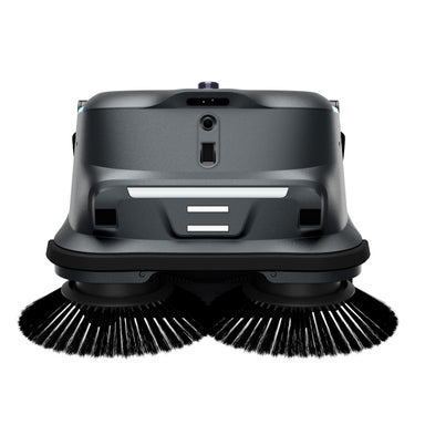 PUDU MT1 AI powered robotic sweeper front view with dual brushes visible