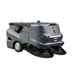 PUDU MT1 AI robotic sweeper front left angle showing compact design and side brush