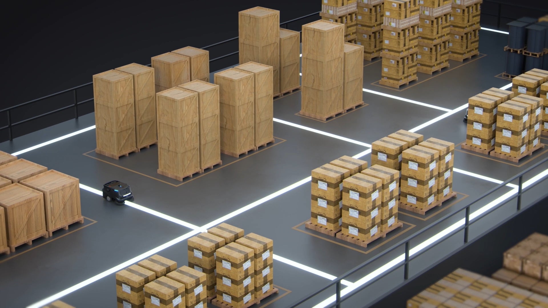 PUDU MT1 AI powered robotic sweeper navigating within a warehouse
