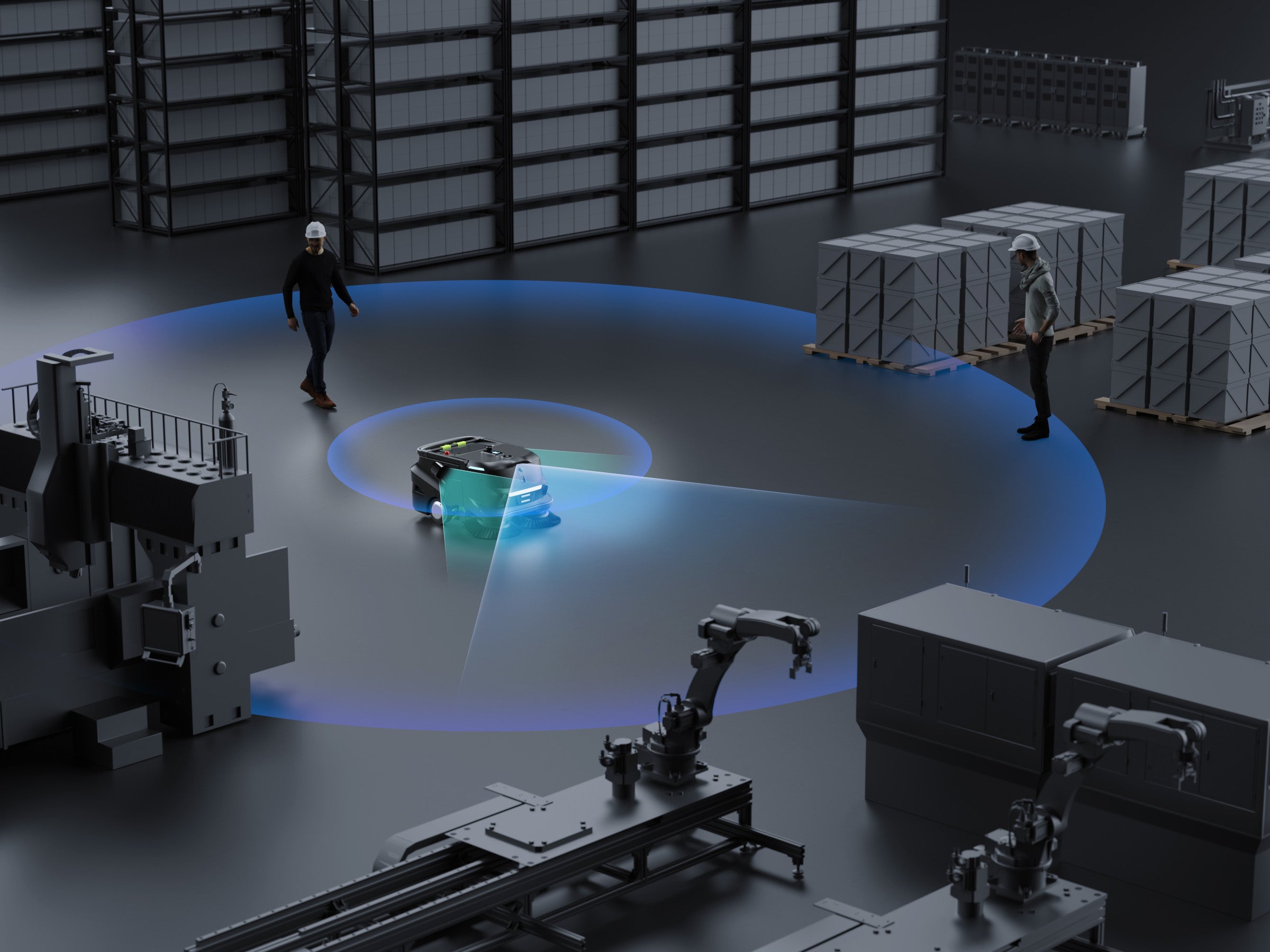 PUDU MT1 AI powered robotic sweeper recognising objects
