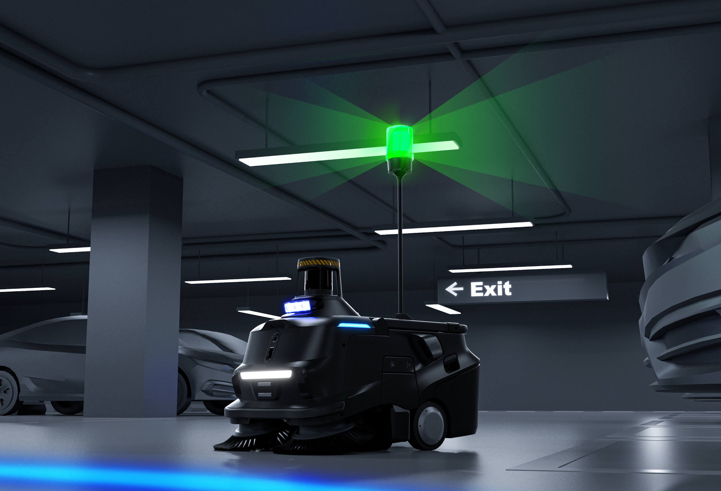 PUDU MT1 Max robotic sweeper in action