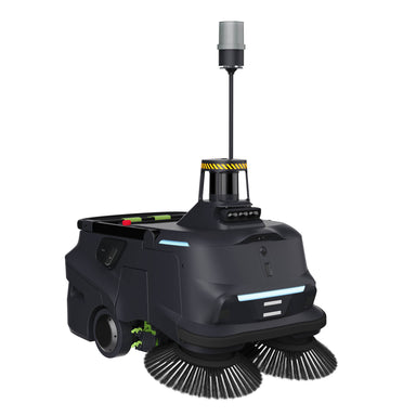 PUDU MT1 Max robotic sweeper front right angle with 3D LiDAR sensors