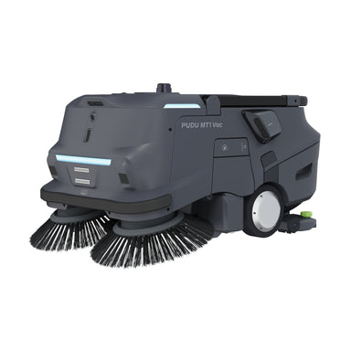PUDU MT1 Vac robotic sweeper and vacuum front right angle with suction path visible