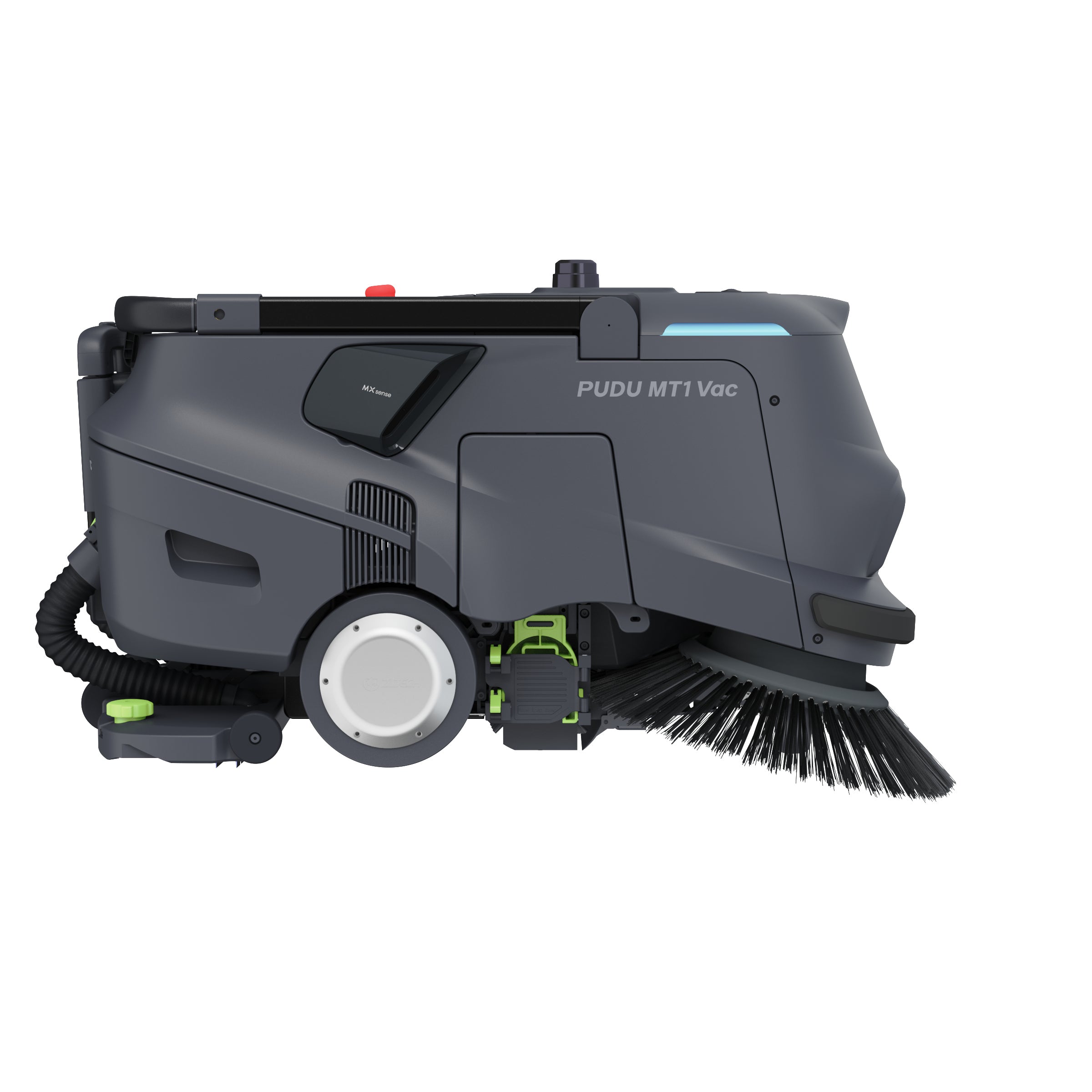 PUDU MT1 Vac AI powered robotic sweeper and vacuum left side profile with sensors