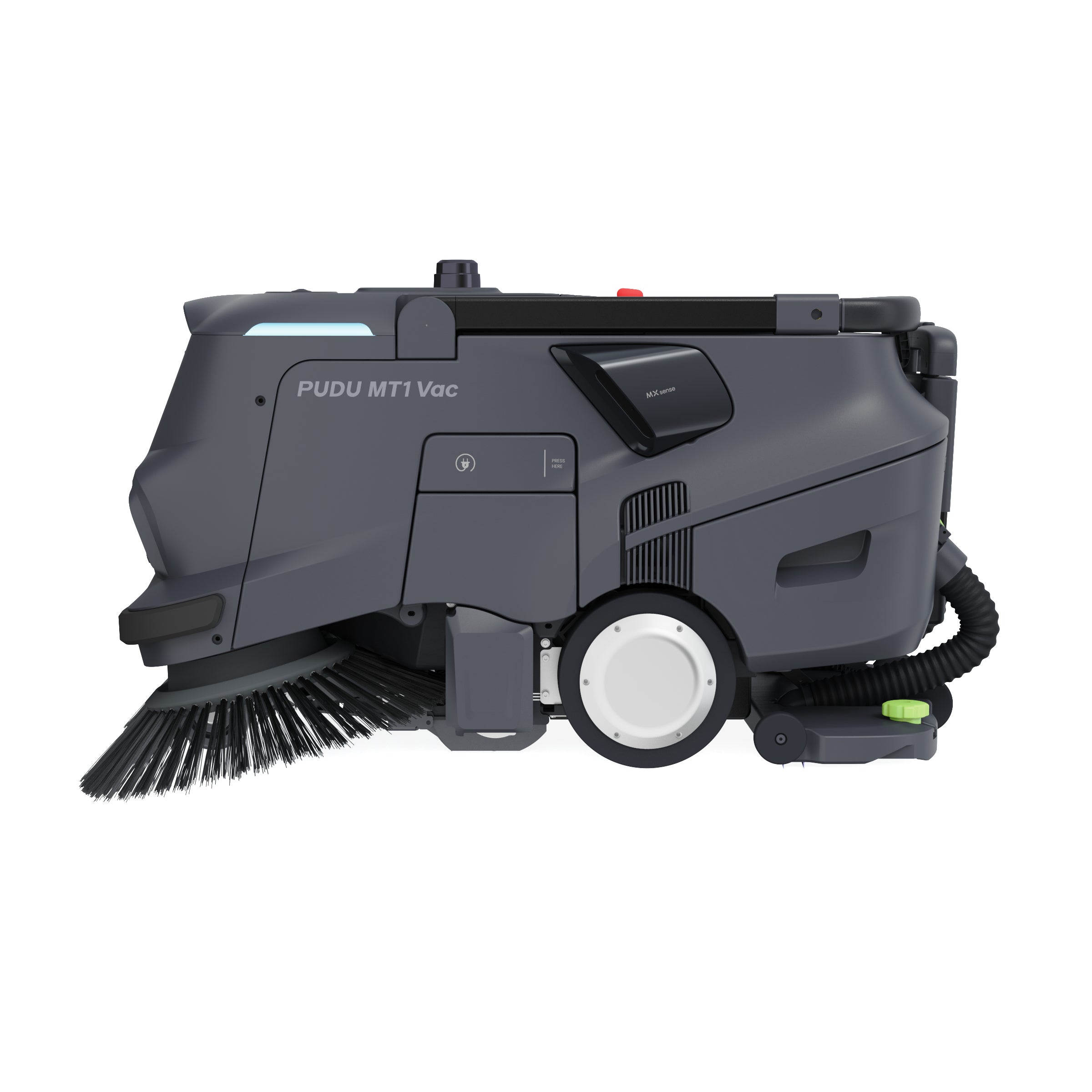 PUDU MT1 Vac robotic sweeper and vacuum right side profile with dual-fan housing