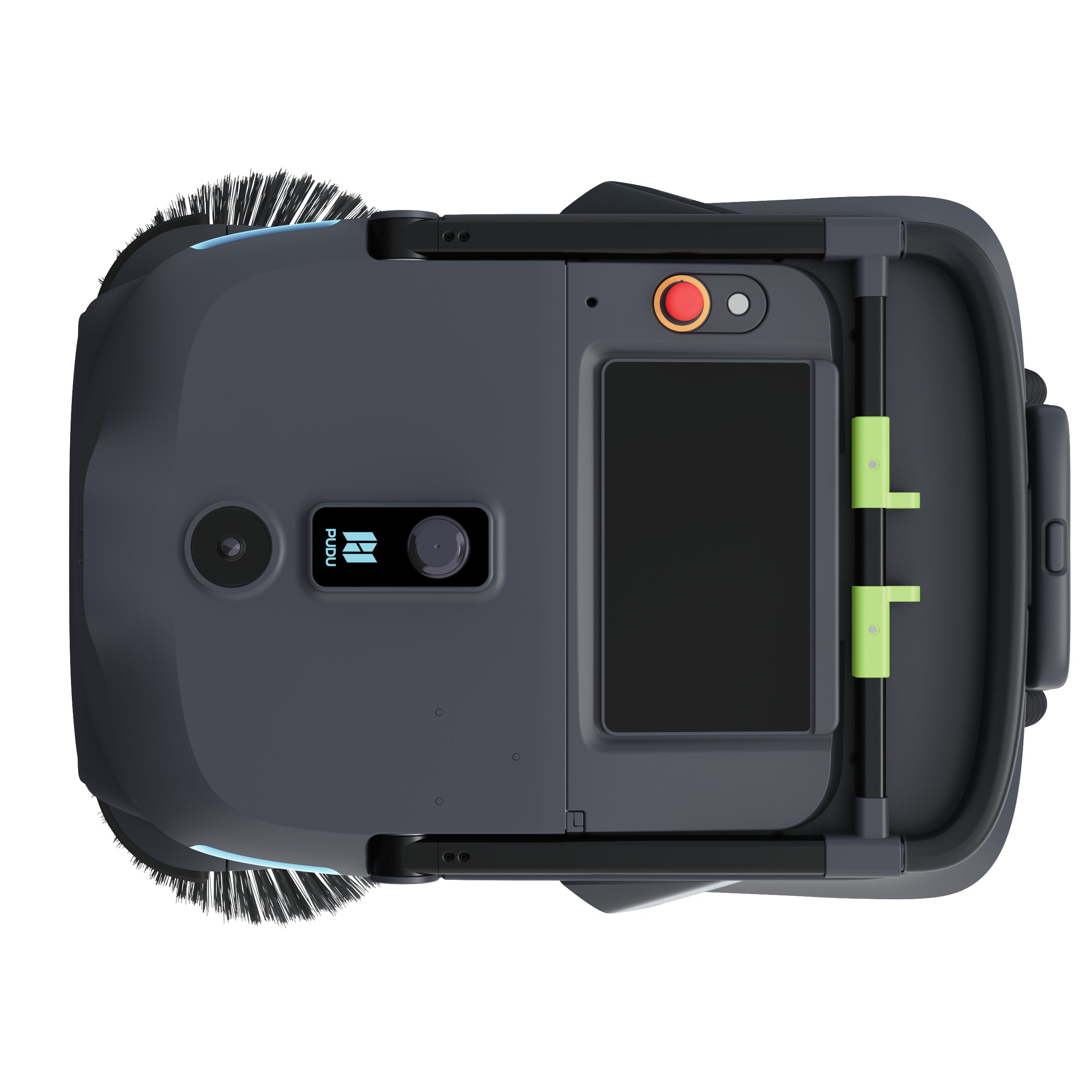 PUDU MT1 Vac robotic sweeper and vacuum top view showing control panel and layout