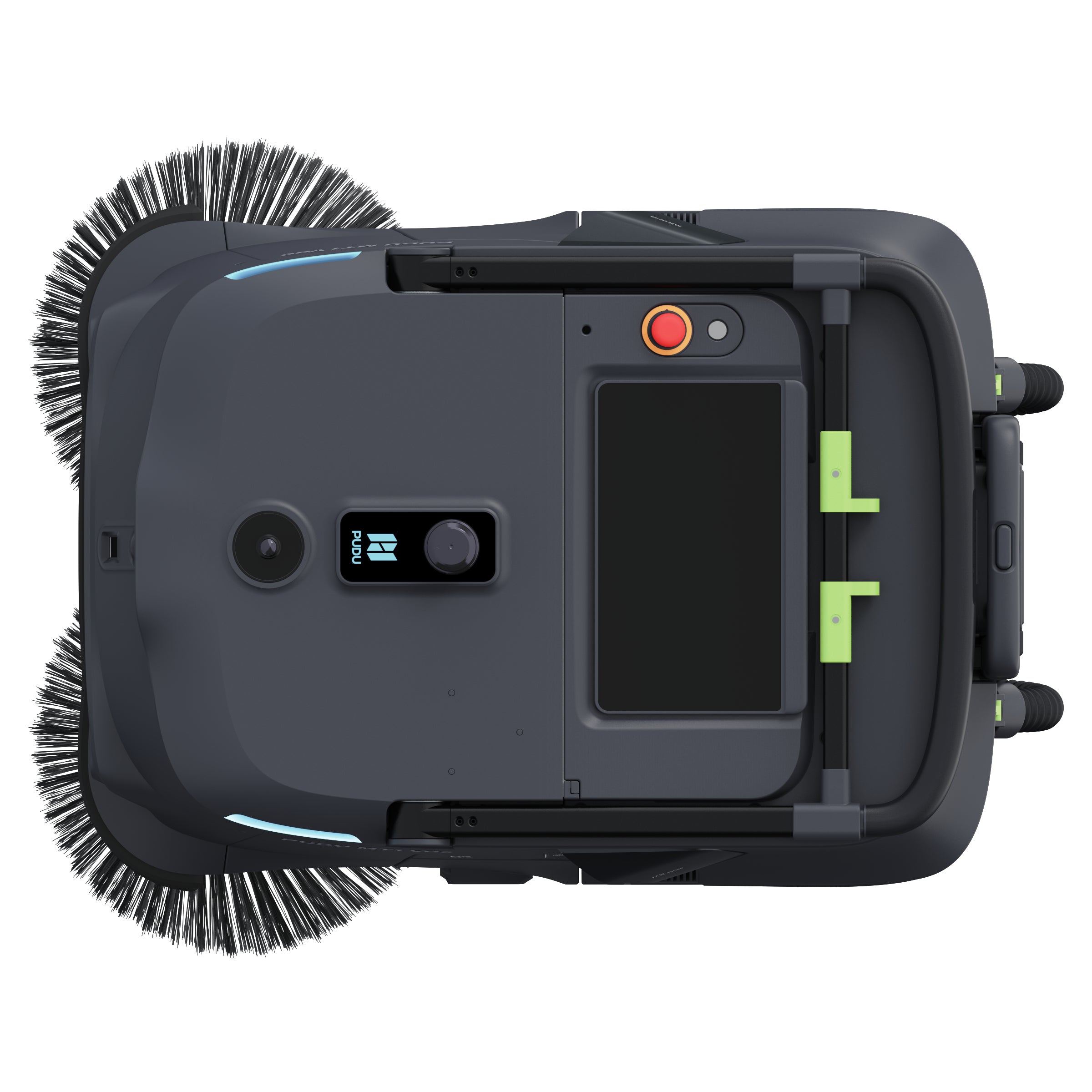 PUDU MT1 Vac robotic sweeper and vacuum top view showing control panel and layout