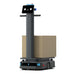 PUDU T300 industrial robot transporting a cardboard carton in standard delivery mode.