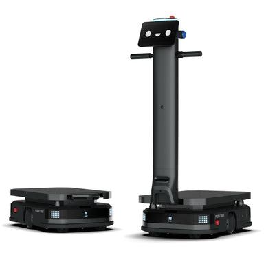 PUDU T600 Series industrial delivery robots, featuring both the Standard heavy-payload model and the low-profile Underride lifting model side-by-side.