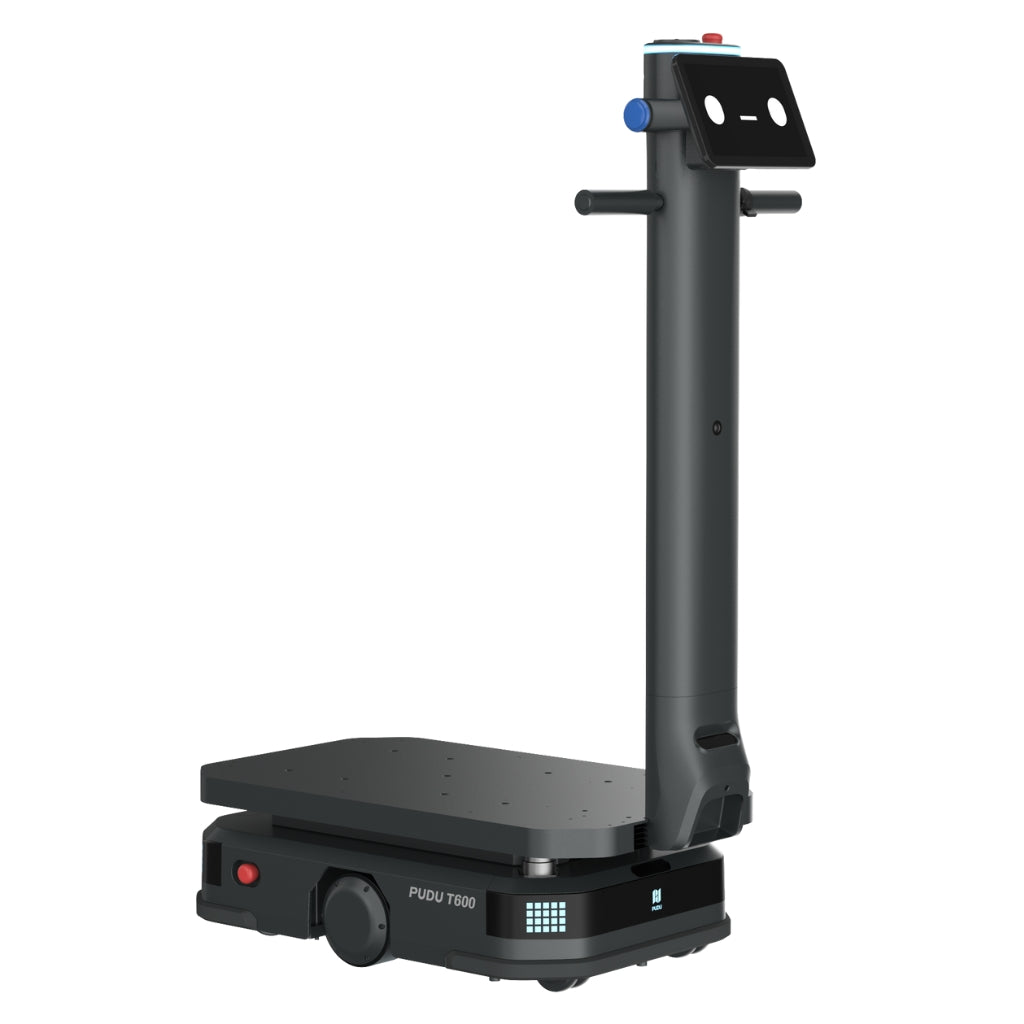 Rear-left perspective of the PUDU T600 Standard model showing the sturdy chassis design.