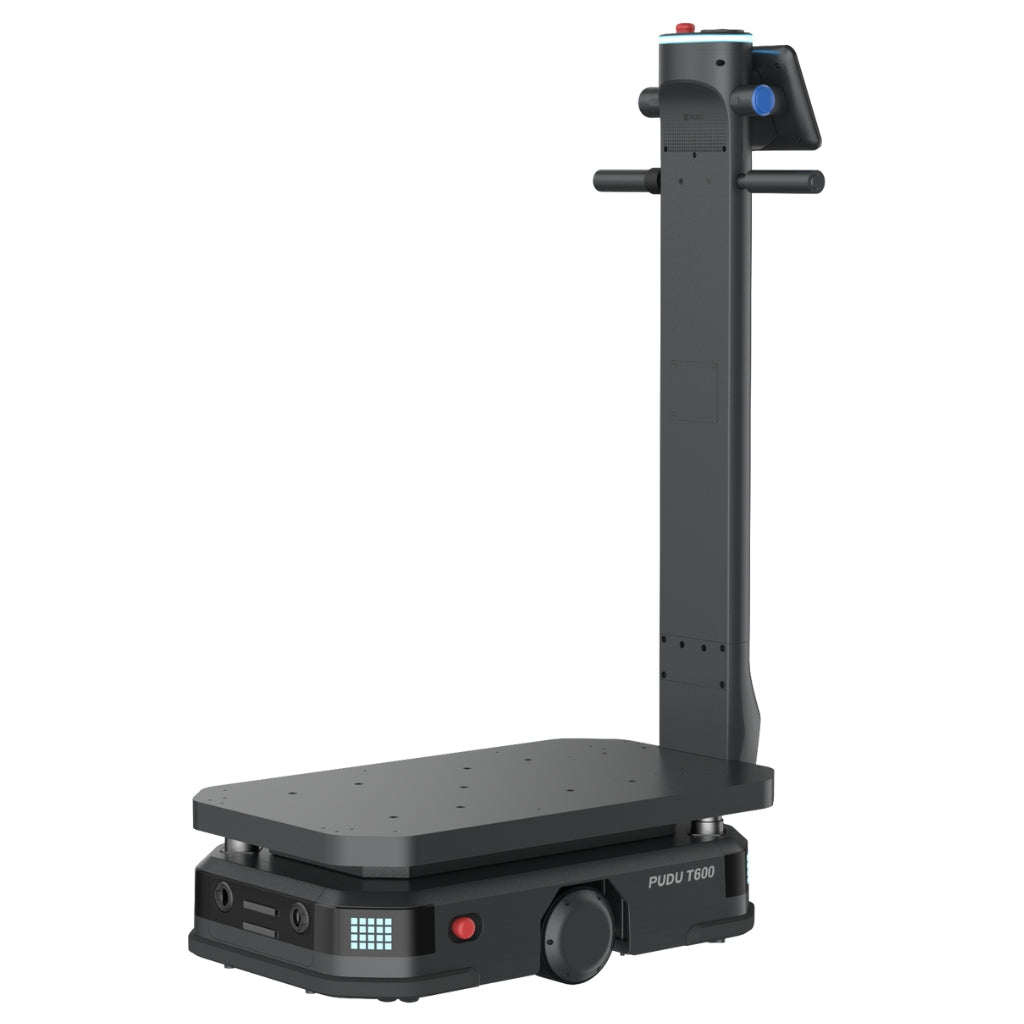 Right-side profile view of the PUDU T600 showing the 600kg capacity loading platform.