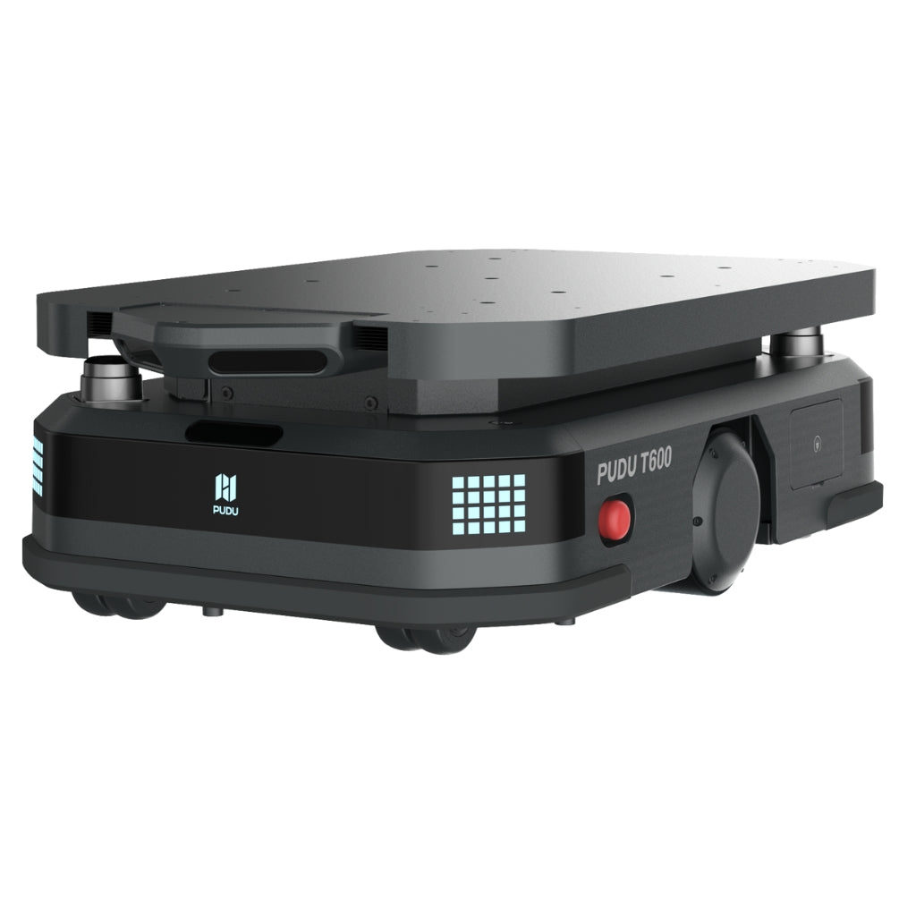 PUDU T600 Underride autonomous mobile robot (AMR) viewed from the front-right angle.