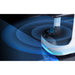 PuduBot 2 dual lidar sensor system emitting blue scanning waves for 360-degree obstacle avoidance.